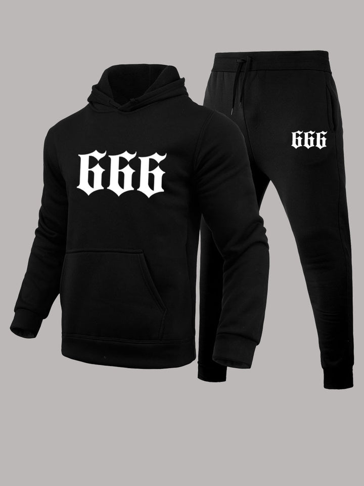 Herren Hoodie und Jogginghose Set mit grafischem Statementdruck Echoarchiv