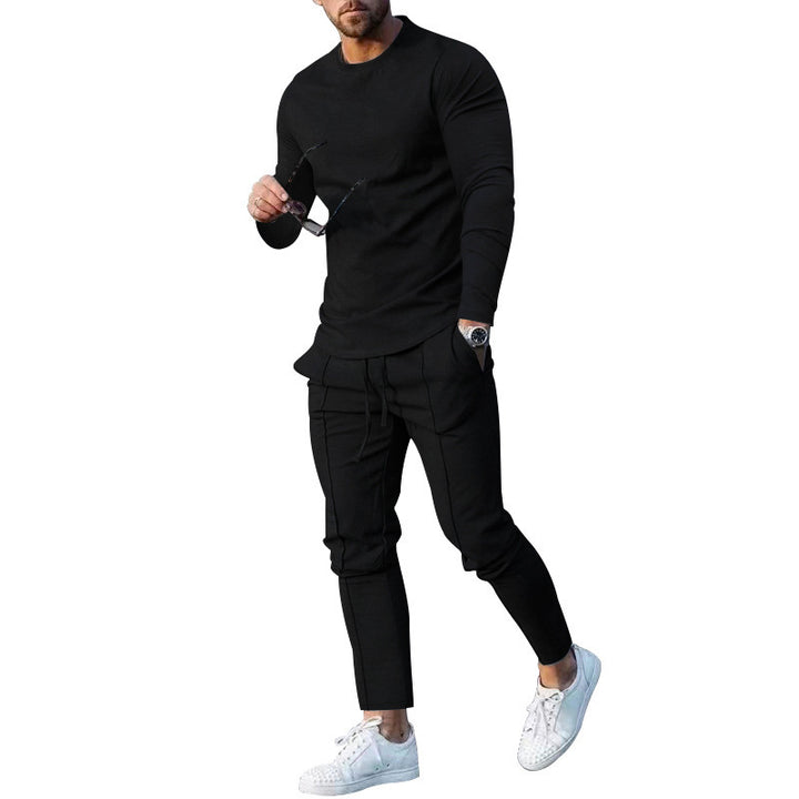 Herren bequeme Langarmshirt und Sporthose Set Echoarchiv