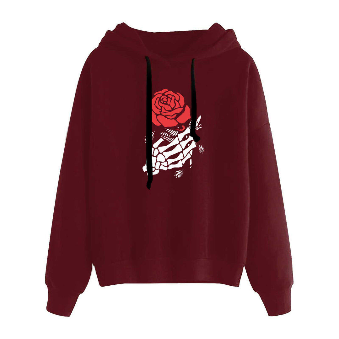 Damen lässiger Oversize Kapuzenpullover mit Herz‑und‑Pfotenprint, Kordelzug und gerippten Bündchen – Auréline
