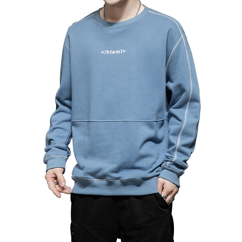 Herren lockeres Oversize‑Sweatshirt mit Kontrastnähten und Code‑Print Echoarchiv