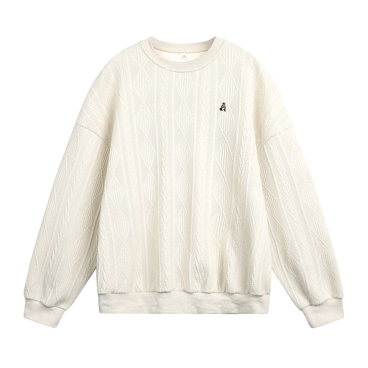 Unisex Strukturiertes Oversize Rundhals‑Sweatshirt mit Zopfmuster und geripptem Saum Echo Archiv