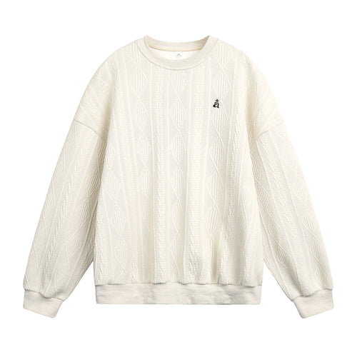 Unisex Strukturiertes Oversize Rundhals‑Sweatshirt mit Zopfmuster und geripptem Saum Echo Archiv