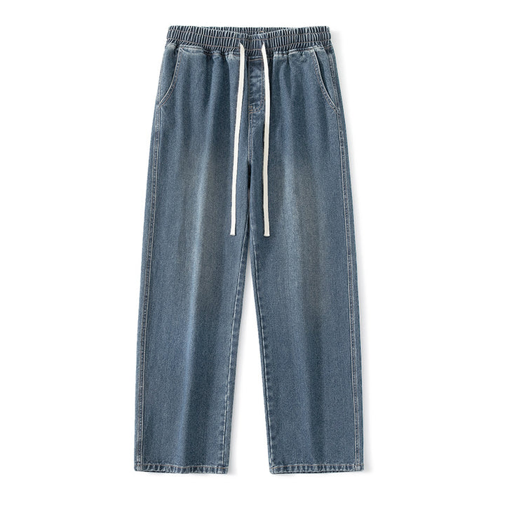 Herren Weite Denim-Jogginghose mit elastischem Bund und langen Tunnelzugbändern Echo Archiv