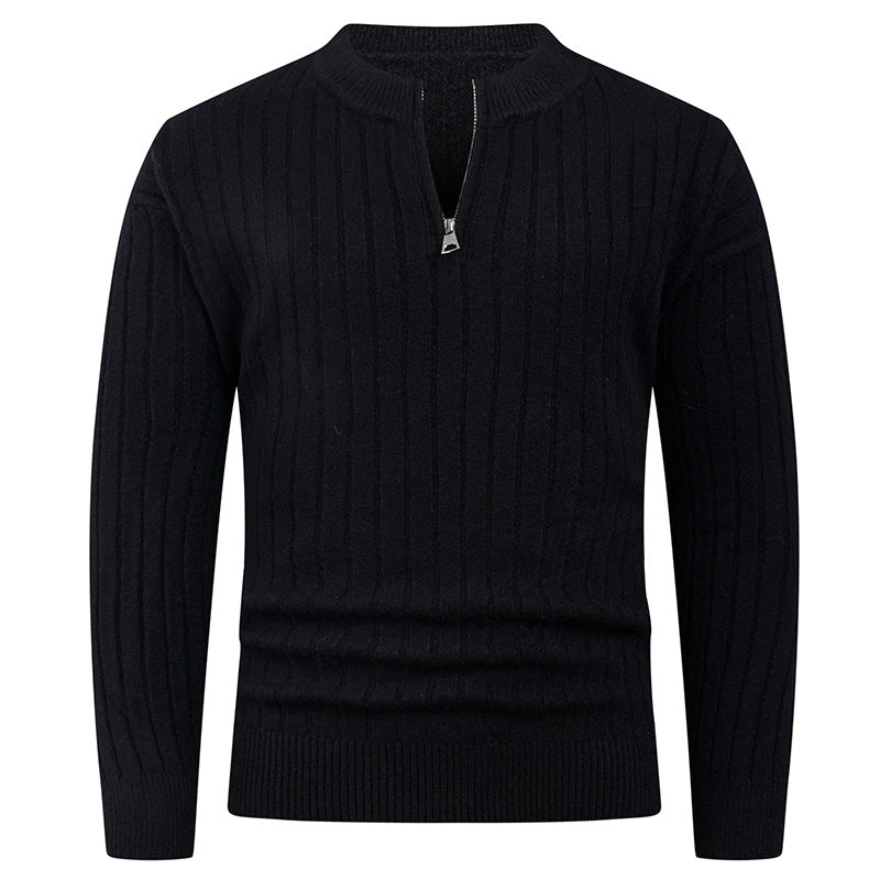 Herren Strickpullover mit hohem Kragen und modernem Reißverschluss Echoarchiv