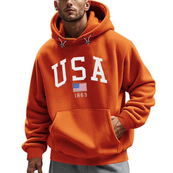 Herren Kuscheliger Fleece Hoodie mit USA-Print Echoarchiv