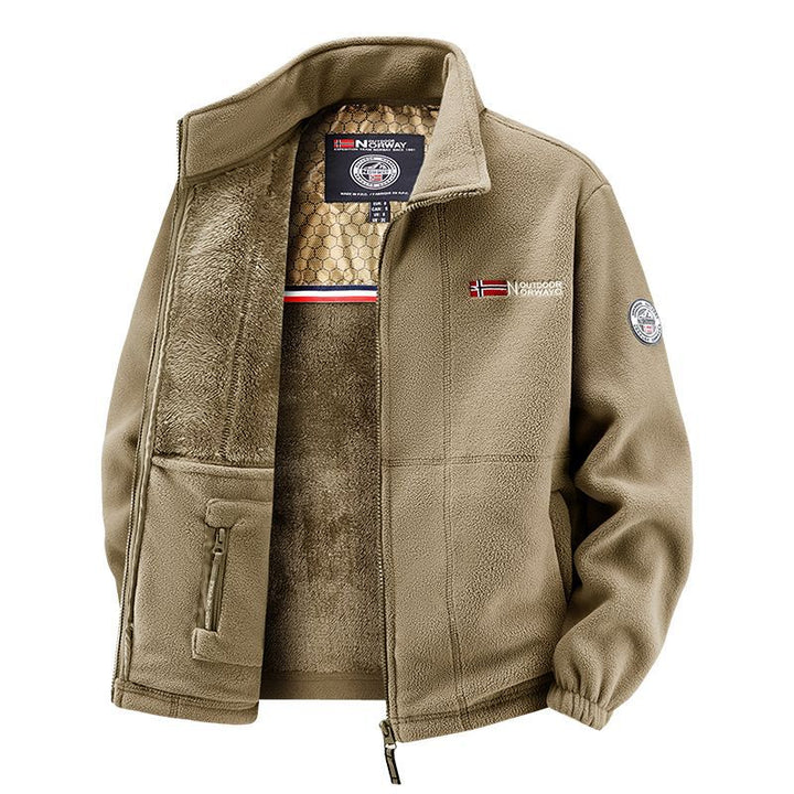 Herren Thermo-Fleece-Jacke mit vollem Plüsch-Teddy-Futter, verdeckter Reißverschluss-Innentasche und hohem Stehkragen – Taviero