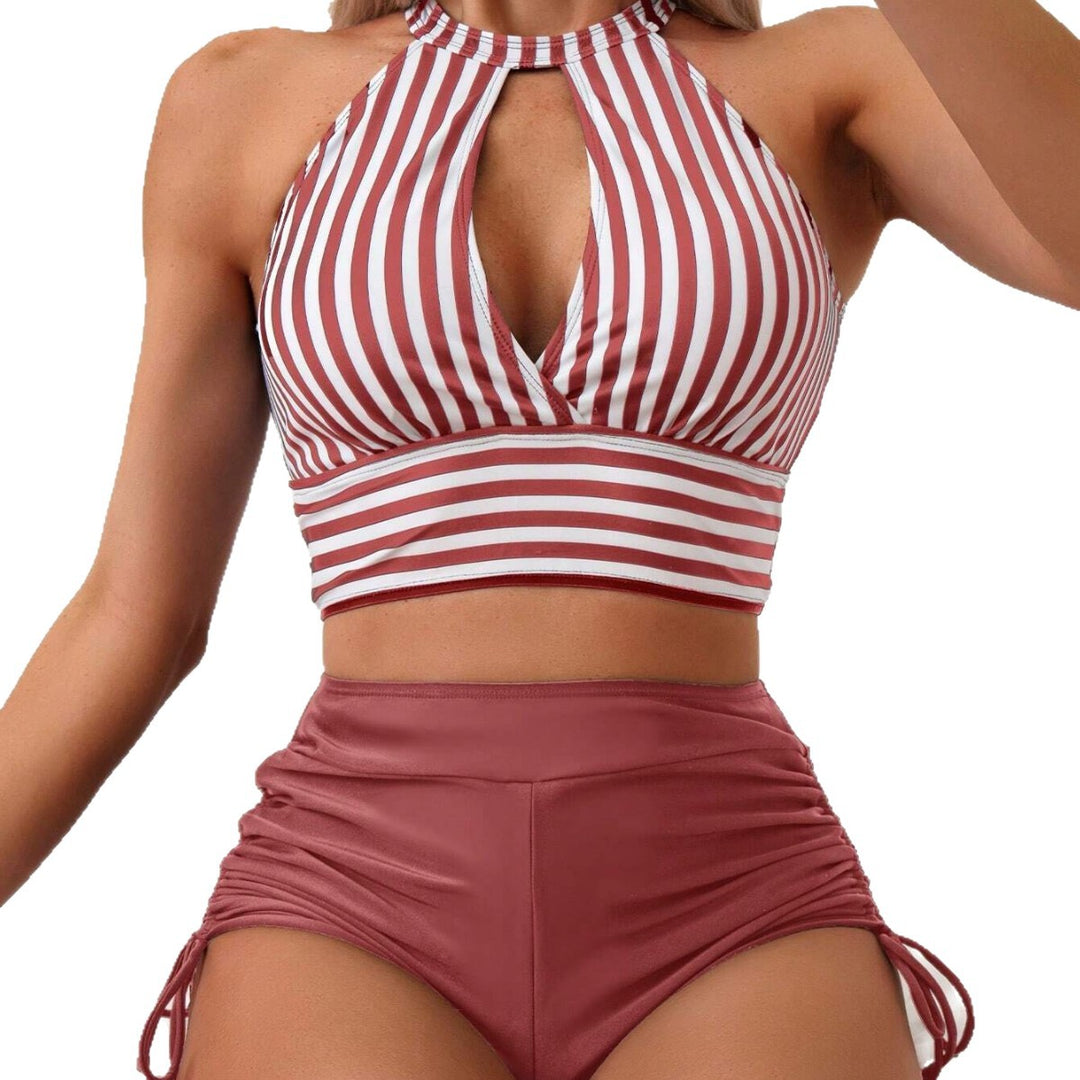 Damen Hochtailliertes Bade-Set mit Streifen-Design Echo Archiv