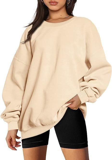 Damen nan extralanger Oversize-Sweatpullover mit Ballonärmeln, geripptem Saum und angerauter Innenseite Echo Archiv