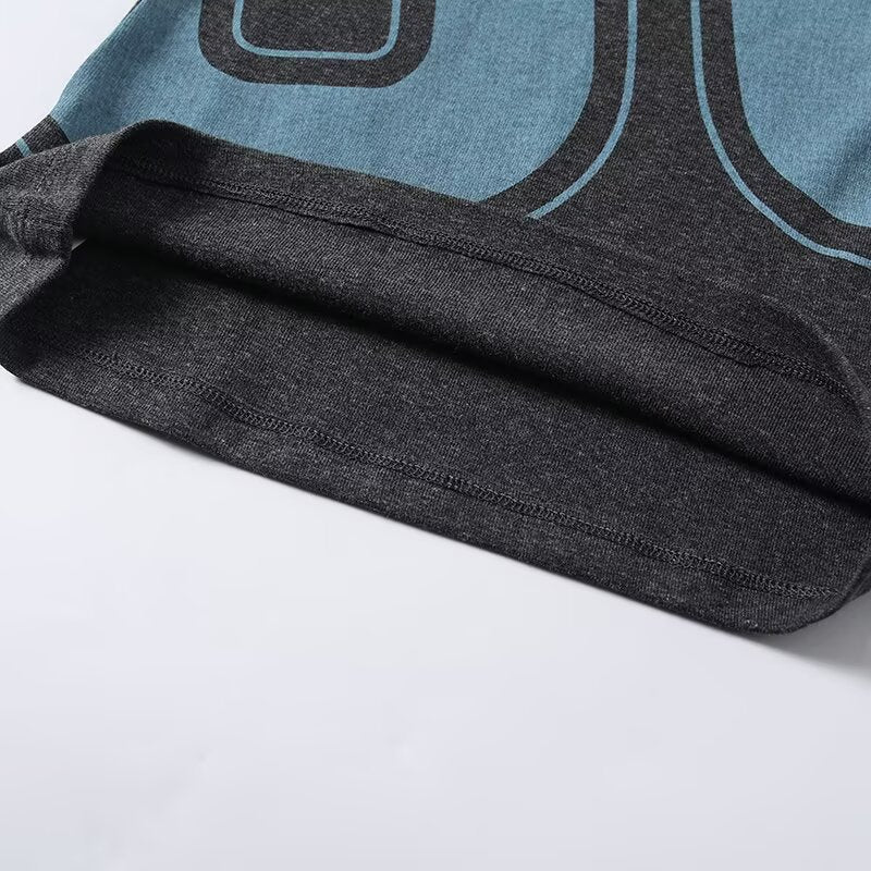 Damen lässiges Kurzarm-T-Shirt mit Raffung und grafischem Druck Echo Archiv