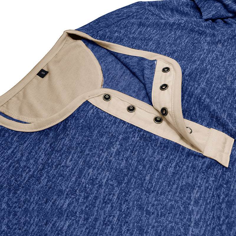 Herren Langarm-Henley-Shirt mit kontrastierenden Knöpfen und ergonomischem Schnitt Echoarchiv