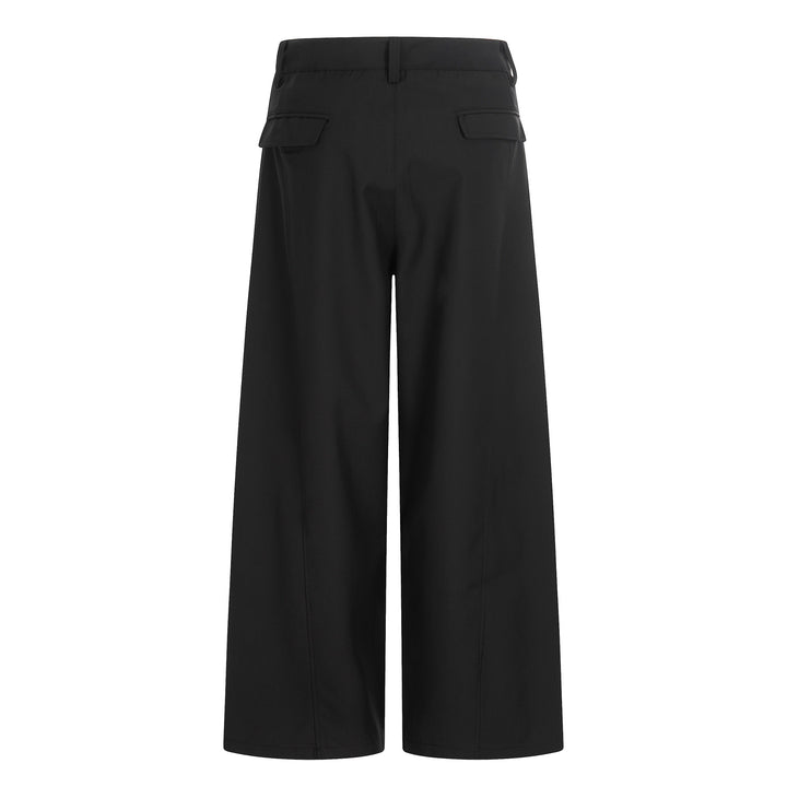 Damen Weite Culotte-Hose mit Bundfalten, hoher Taille und aufgesetzten Taschen Echoarchiv