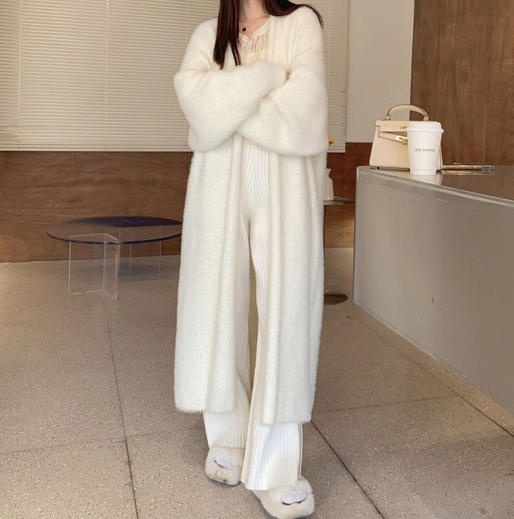 Damen Langer Übergroßer Maxi-Strickcardigan mit offener Front – Veloura