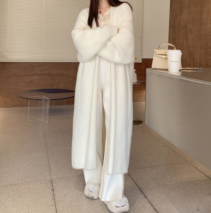 Damen Langer Übergroßer Maxi-Strickcardigan mit offener Front – Veloura