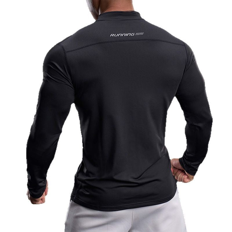 Herren sportliches Langarm-Funktionsshirt mit Stehkragen Echoarchiv