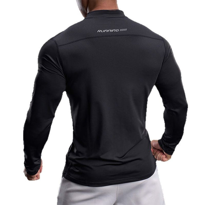 Herren sportliches Langarm-Funktionsshirt mit Stehkragen Echoarchiv
