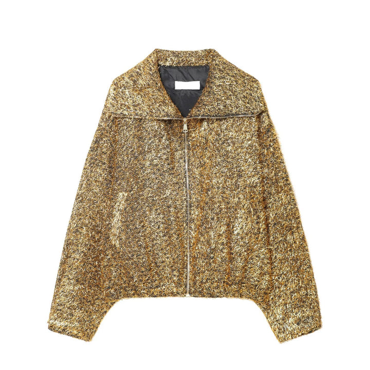 Damen Kurz geschnittener Bouclé-Blouson mit Metallic-Effekt und durchgehendem Reißverschluss Echo Archiv