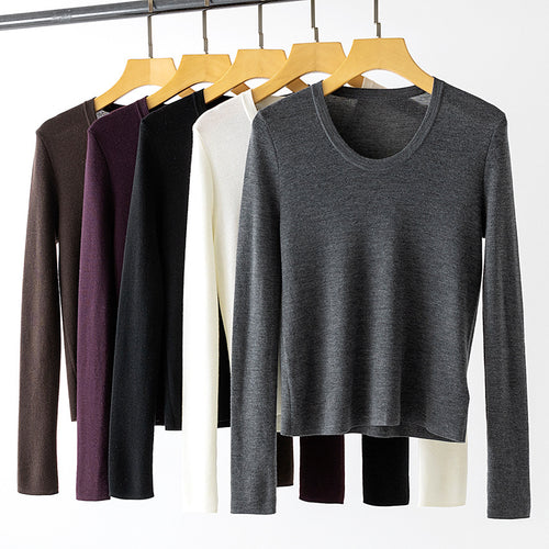 Damen Feinstrick-Langarmshirt mit Rundhalsausschnitt und leichter A-Linie Echoarchiv