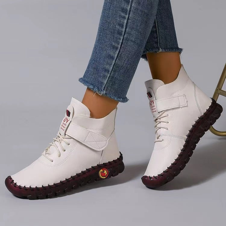 Damen nan knöchelhohe Freizeitboots mit Klettverschluss, elastischer Schnürung und markanter Profilsohle Echo Archiv