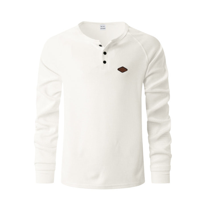 Herren langärmliges Henley-Shirt mit strukturierter Oberfläche Echoarchiv