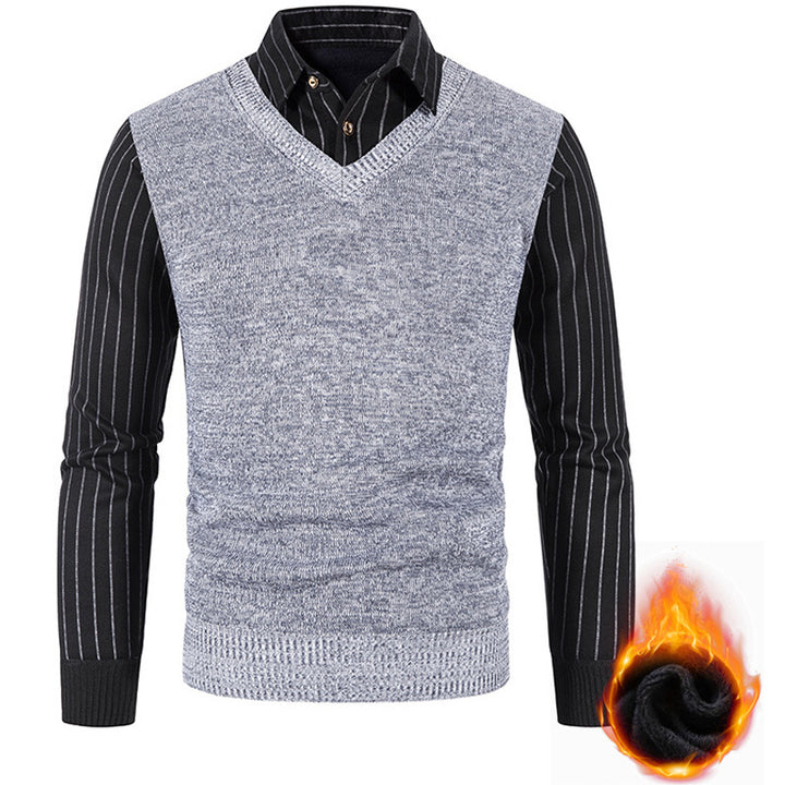 Herren Thermo-gefütterte V-Ausschnitt Strickweste mit Rippbündchen Echo Archiv