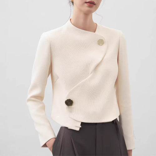 Damen Elegante cropped Blazerjacke mit asymmetrischem Schnitt Echoarchiv