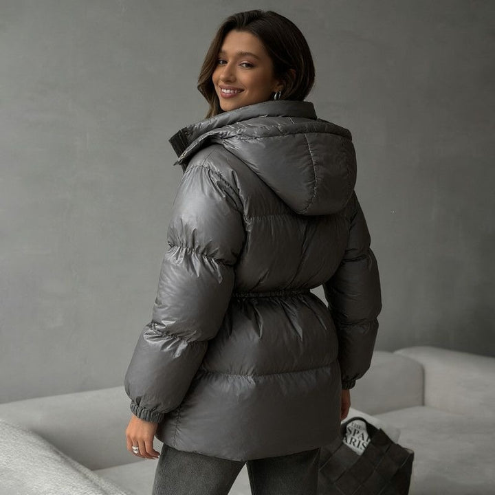 Damen Modische Kapuzenjacke mit Taillenzug