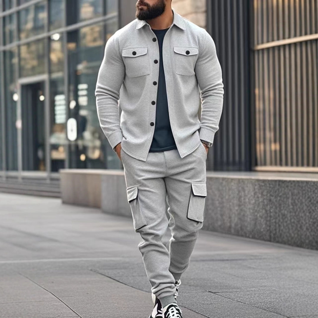 Herren Pflegeleichte und stylische Cargo-Hose mit Knöpfen Echoarchiv
