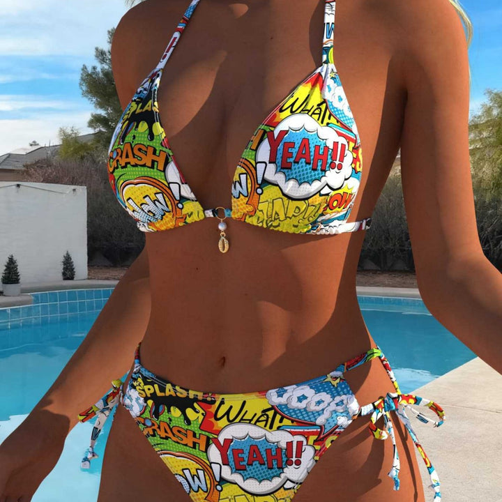 Damen Triangel-Bikini mit comic-inspiriertem Muster Echo Archiv