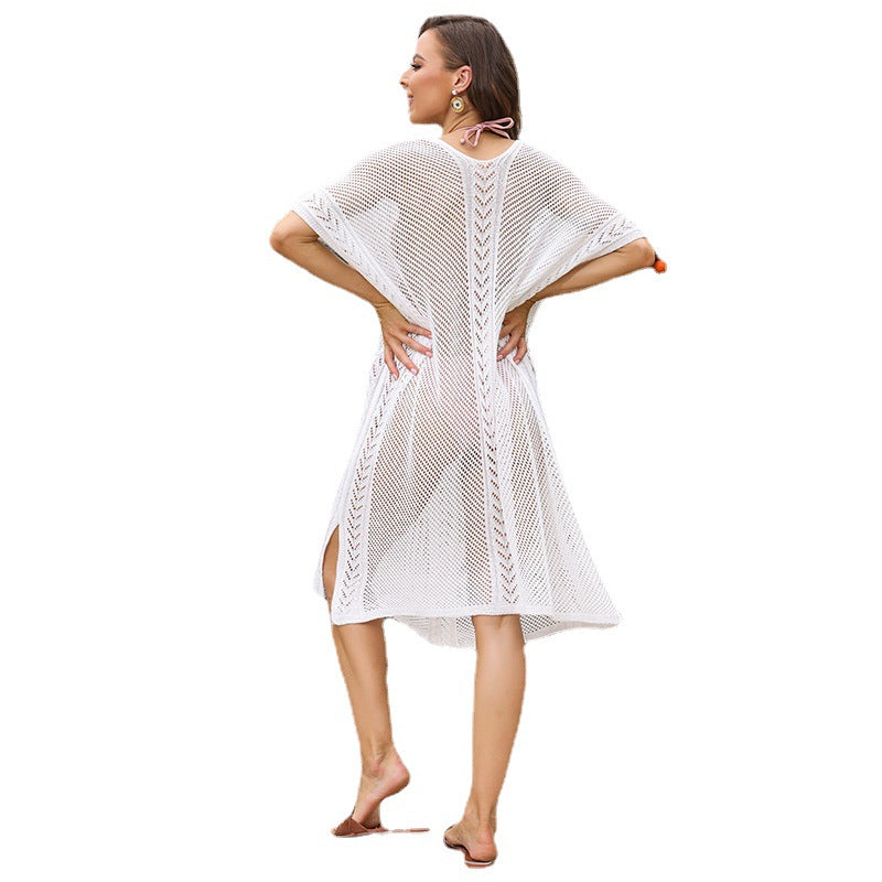 Damen eleganter durchsichtiger Häkel-Strandüberwurf Echo Archiv