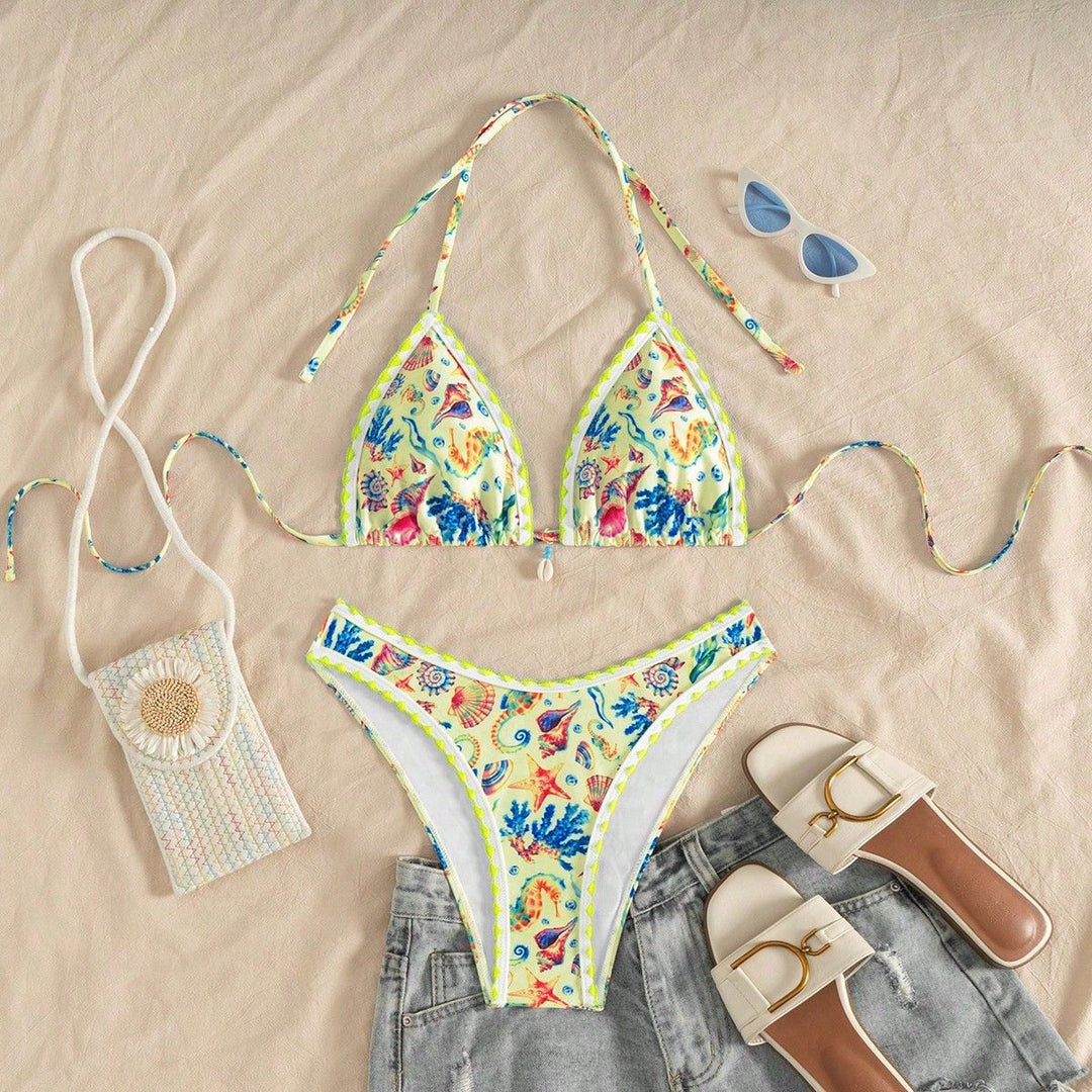 Damen Triangel-Bikini mit maritimem Muster Echo Archiv