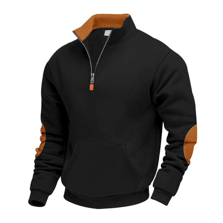 Herren Hochwertiger Stehkragenpullover aus atmungsaktivem Material mit Reißverschluss und Kontrastakzenten Echoarchiv