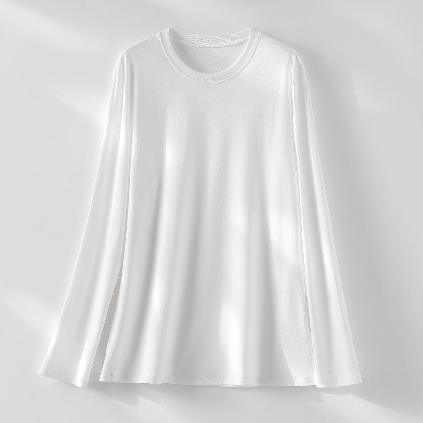 Damen Langärmeliges Rundhals-Longsleeve aus Modal-Mix mit fließender Silhouette Echoarchiv