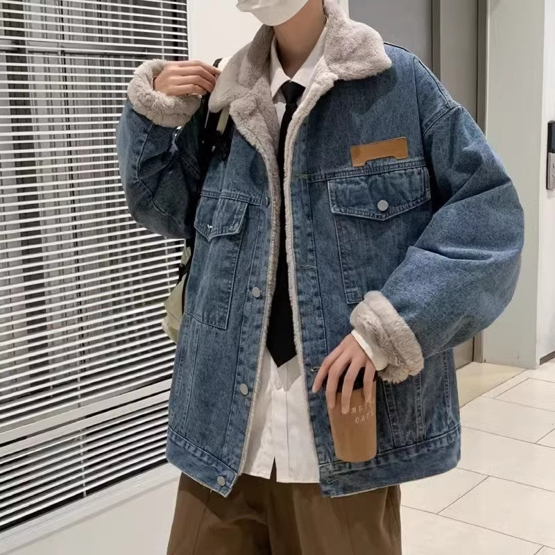 Damen Modische Denimjacke mit teddyförmigem Innenfutter Echoarchiv