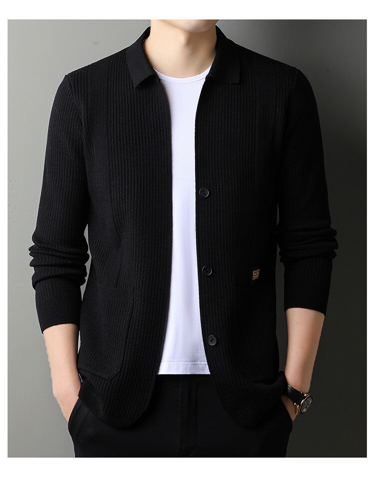Herren lässiger Strickcardigan mit strukturierter Oberfläche Echoarchiv