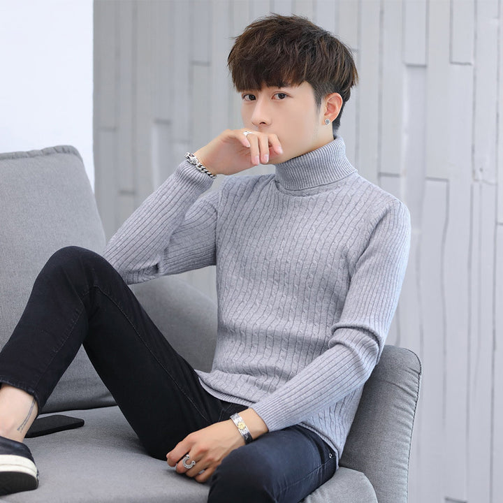 Herren Eleganter Rollkragenpullover mit Rippmuster Echoarchiv