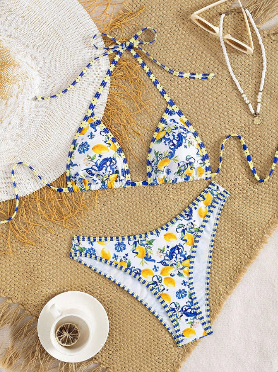 Damen Triangel-Bikini mit floralem Design und Bindedetails Echo Archiv