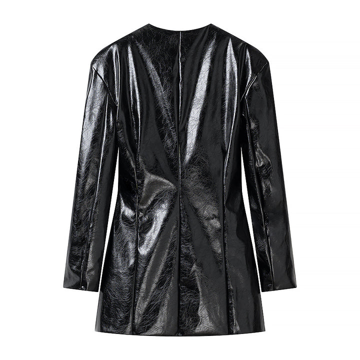 Damen Kurzer Lacklederimitat-Rock mit gerader Silhouette und Mittelnaht Echo Archiv