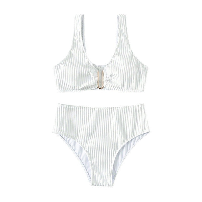 Damen Hochgeschnittener Bikini mit elegantem Rippendesign und moderner Schnalle Echo Archiv