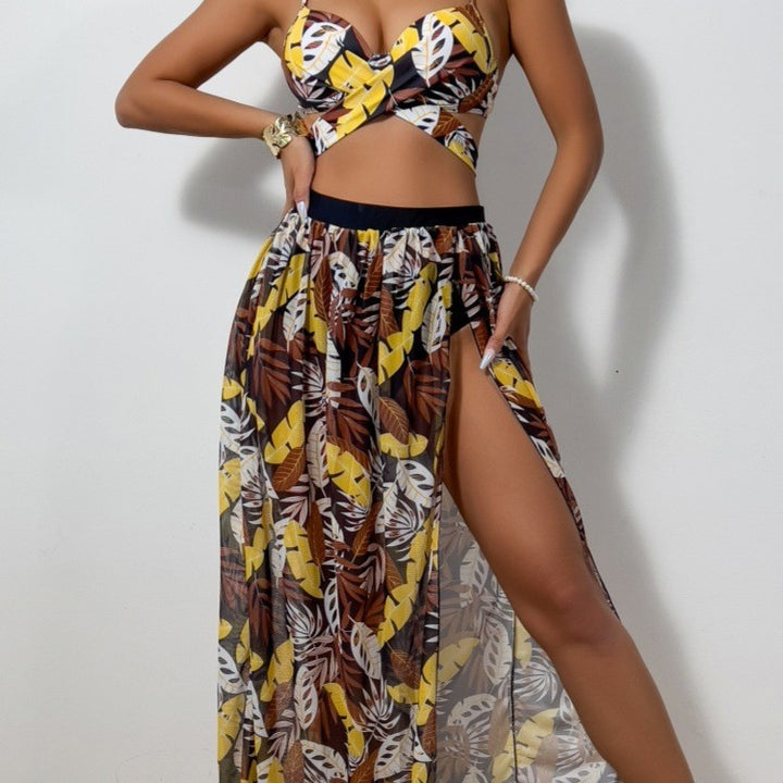 Damen Bikini-Set mit extravagantem Cut-Out und floralem Rock Echo Archiv