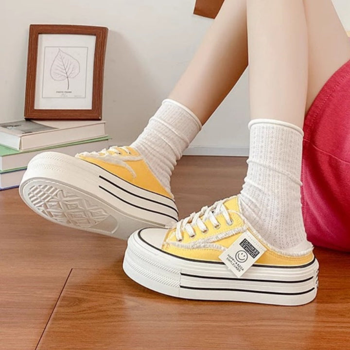 Damen Trendige Plateausneaker mit offener Ferse und Schnürung Echo Archiv