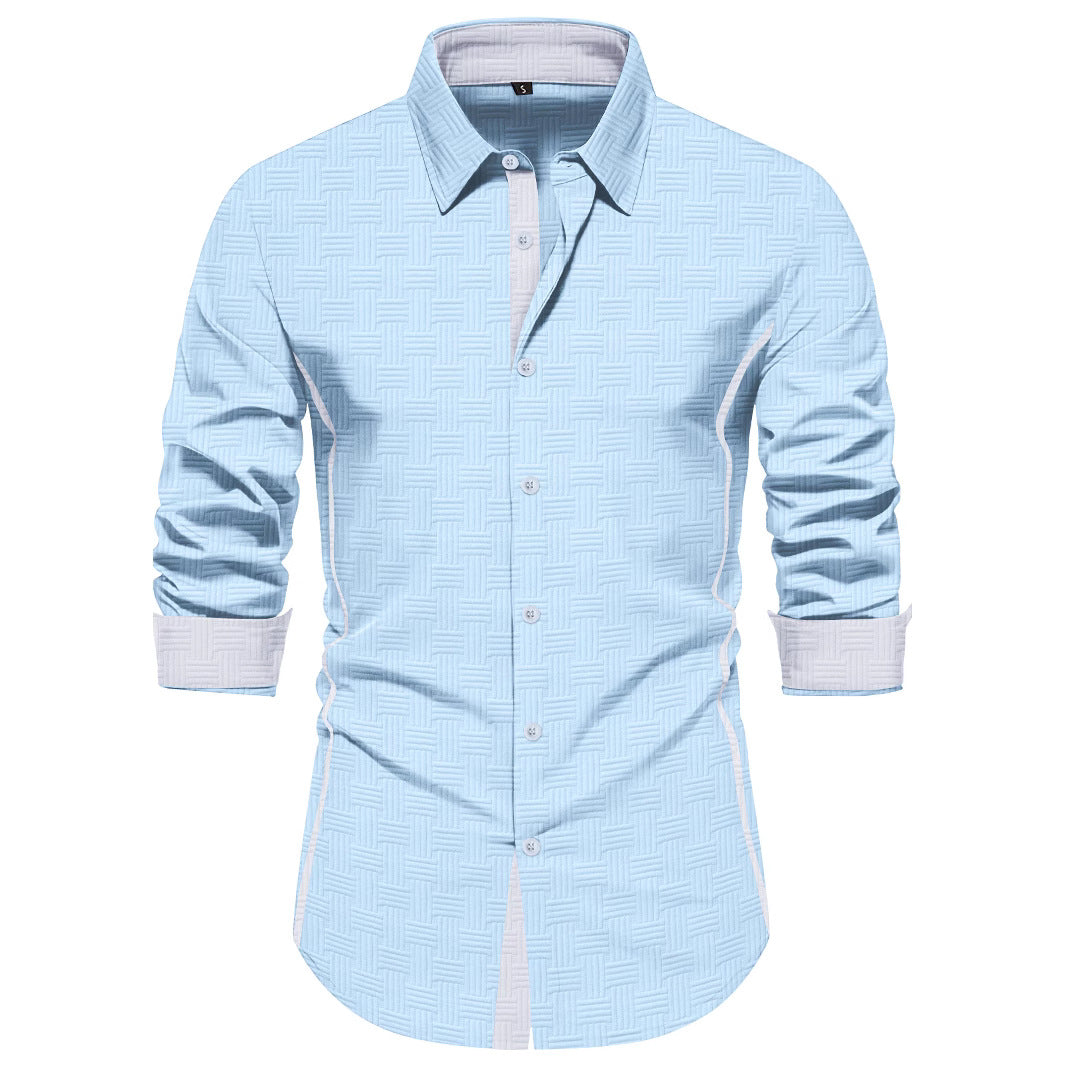 Herren elegantes Langarmhemd mit modernem Strukturdesign Echoarchiv