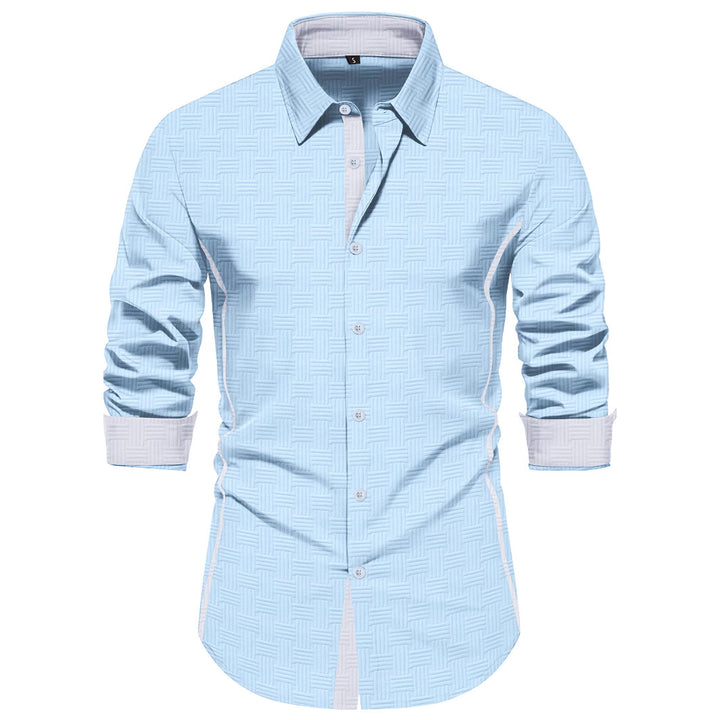 Herren elegantes Langarmhemd mit modernem Strukturdesign Echoarchiv