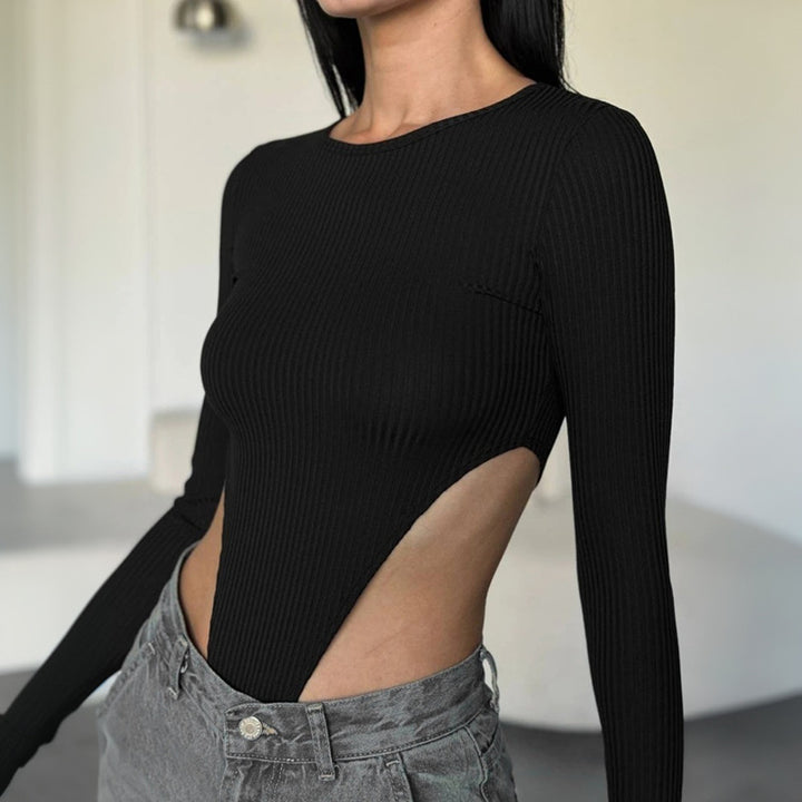 Damen Figurbetontes Langarmshirt mit seitlichem Cut-Out Echo Archiv