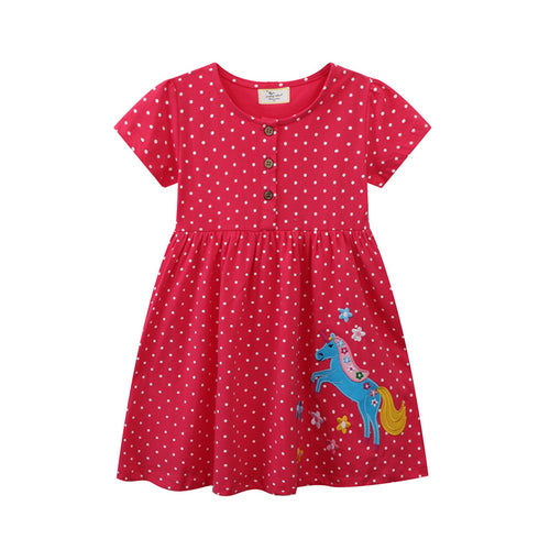 Mädchen Kleid mit niedlicher Pferdemotiv und Punkten Echo Archiv