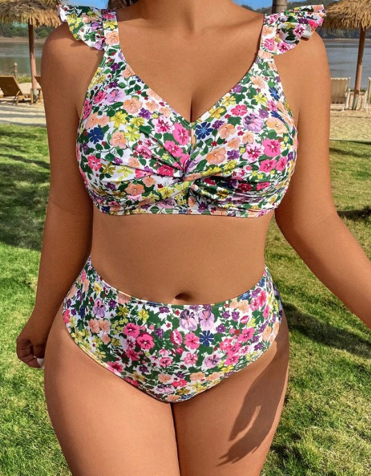 Damen Hochgeschnittener Bikini mit Rüschendetails Echo Archiv