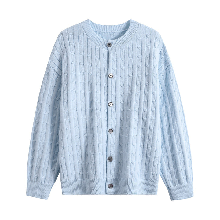 Damen Grobstrick-Cardigan mit Zopfmuster, Rundhalsausschnitt & durchgehender Knopfleiste Echoarchiv