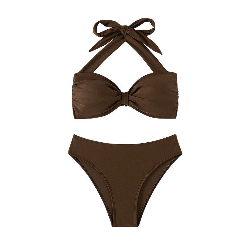 Damen Bandeau Bikini mit modischem Knoten-Detail und hoch geschnittenem Höschen Echo Archiv