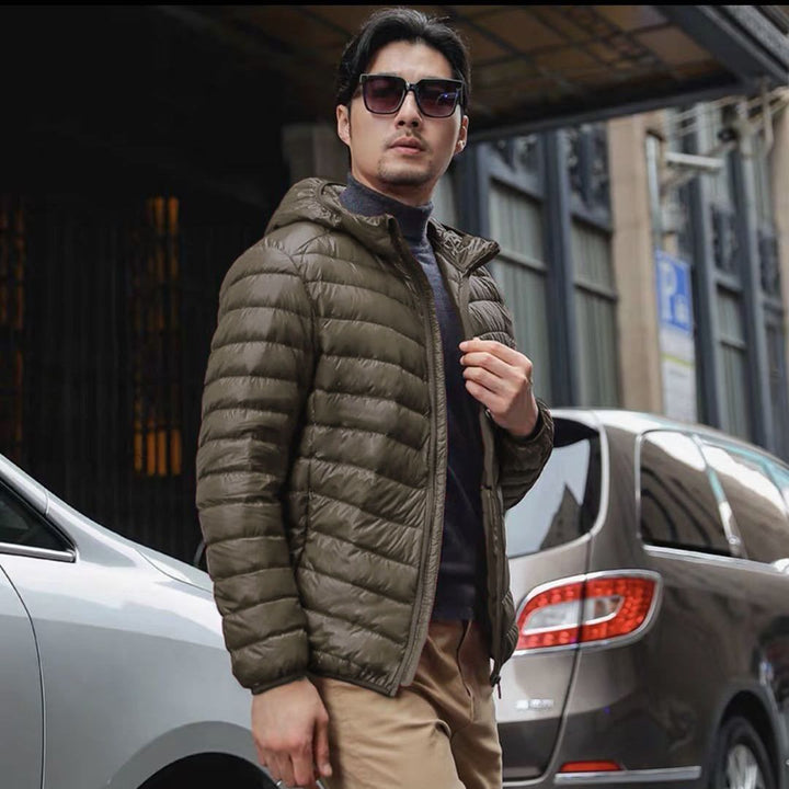 Herren Ultraleichte gesteppte Kapuzenjacke mit windabweisender Hülle und Kompaktpackfunktion Echoarchiv