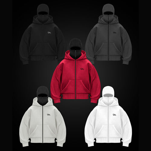 Unisex Kapuzen-Sweatjacke mit vollem Reißverschluss und enganliegender Kapuze – Auréline