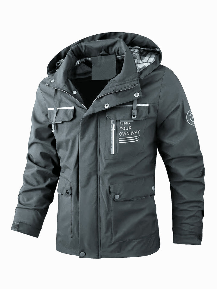 Herren wasserabweisender Utility‑Parka mit Kapuze, Mehrfach‑Taschen und Windschutz Echoarchiv